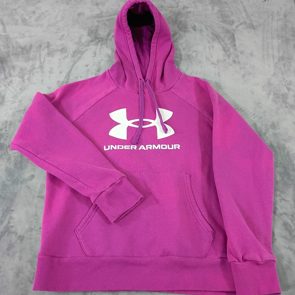 Under Armour Womens Rival Fleece Logo Hoodie Magenta Pink Small 0785